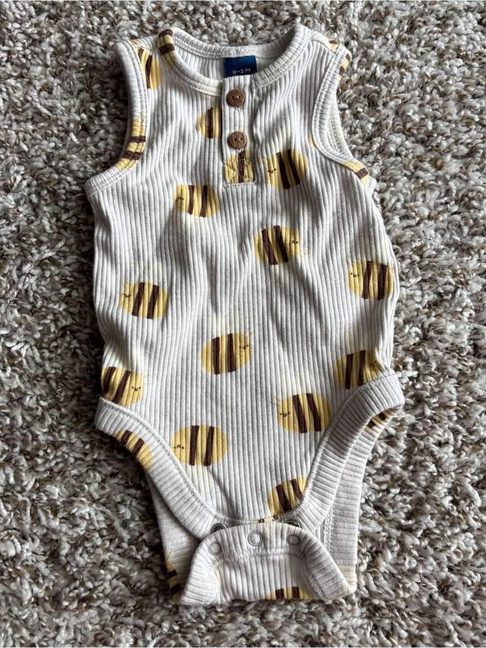 Old Navy Cream Ribbed Bee Print Sleeveless One-Piece